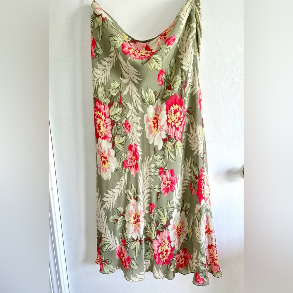 Jones New York Signature Petite Silk Maxi Flowy Skirt Floral 14P Spring Summer